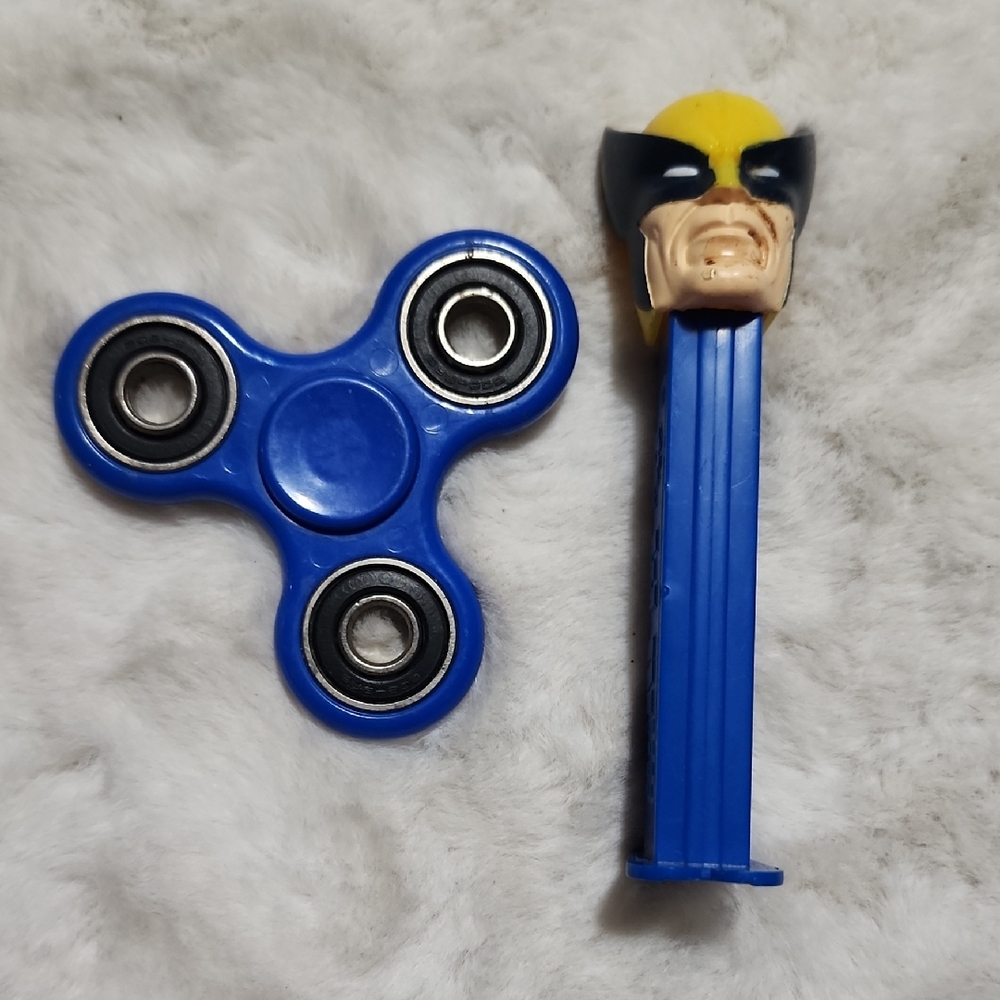 Blue Fidget Spinner and PEZ Dispenser Set